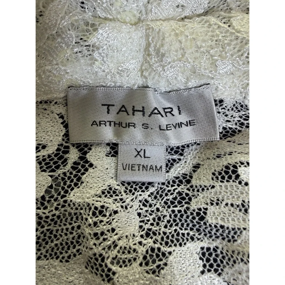 Tahari ASL Bolero~XL~Off White Lace Sequin Crop Shrug Formal Evening Covers Arms - Picture 2 of 14